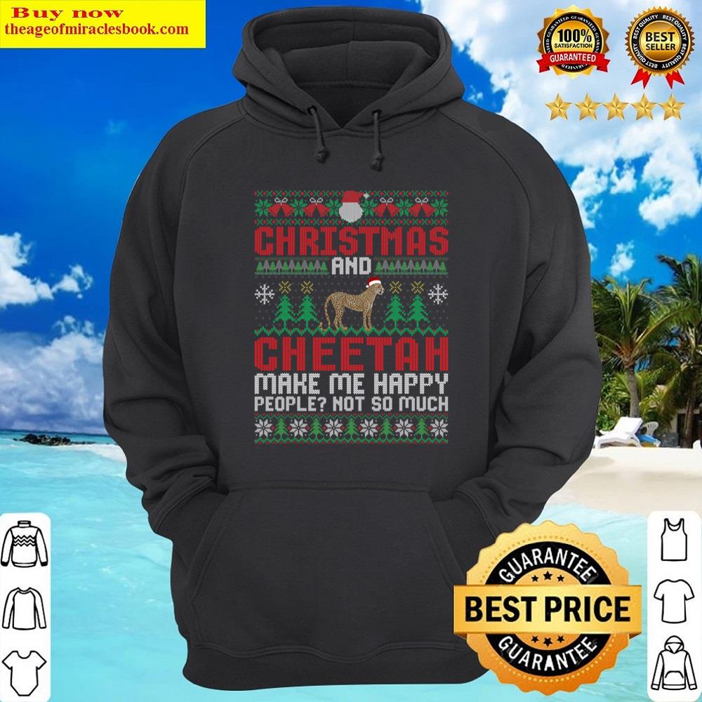 Alternative view of Christmas And Cheetah Make Me Happy Funny Animal Xmas Shirt