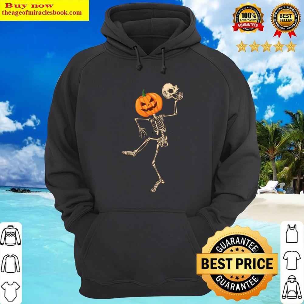 Alternative view of Dancing Skeleton Pumpkin Head Funny Halloween Costume Skull Shirt