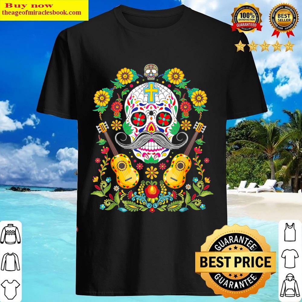 Day Of The Dead Guitar Sugar Skull Dead Dia De Muertos Shirt