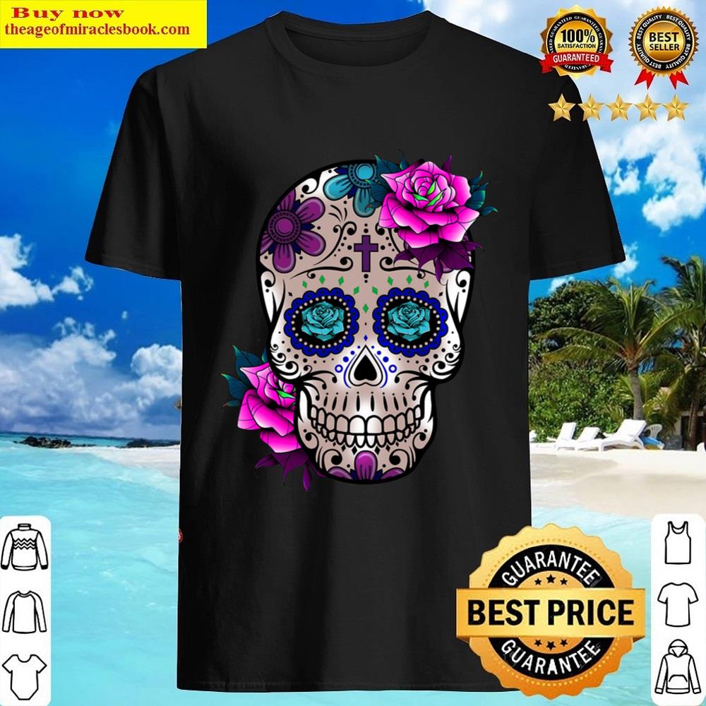 Floral Sugar Skull Day Of The Dead Cool Bone Head Skulls Shirt
