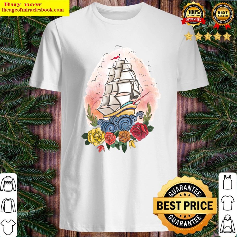 Flower Ship Fitted Scoop Shirt