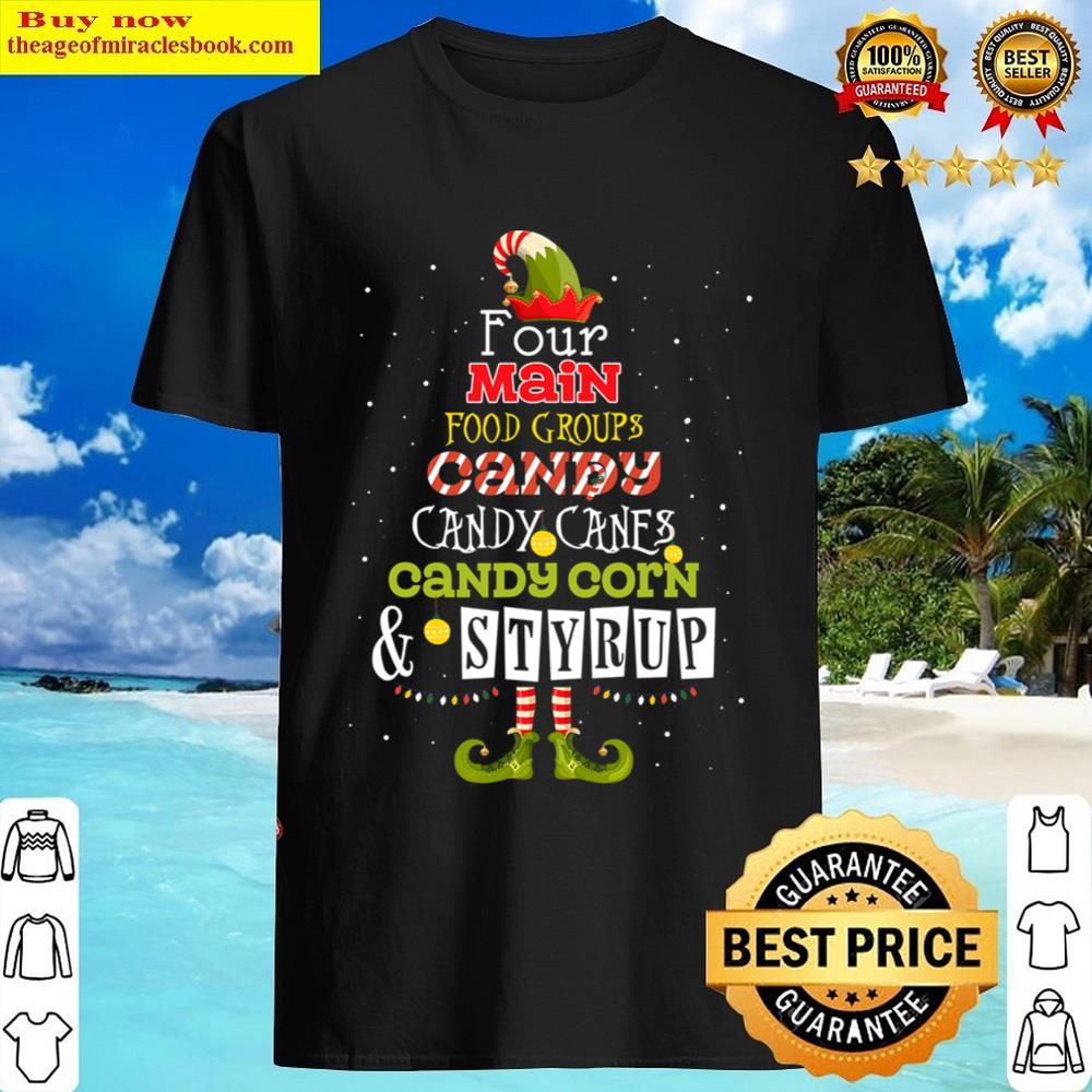 Four Main Food Groups Elf Buddy Christmas Candy Pajama Shirt