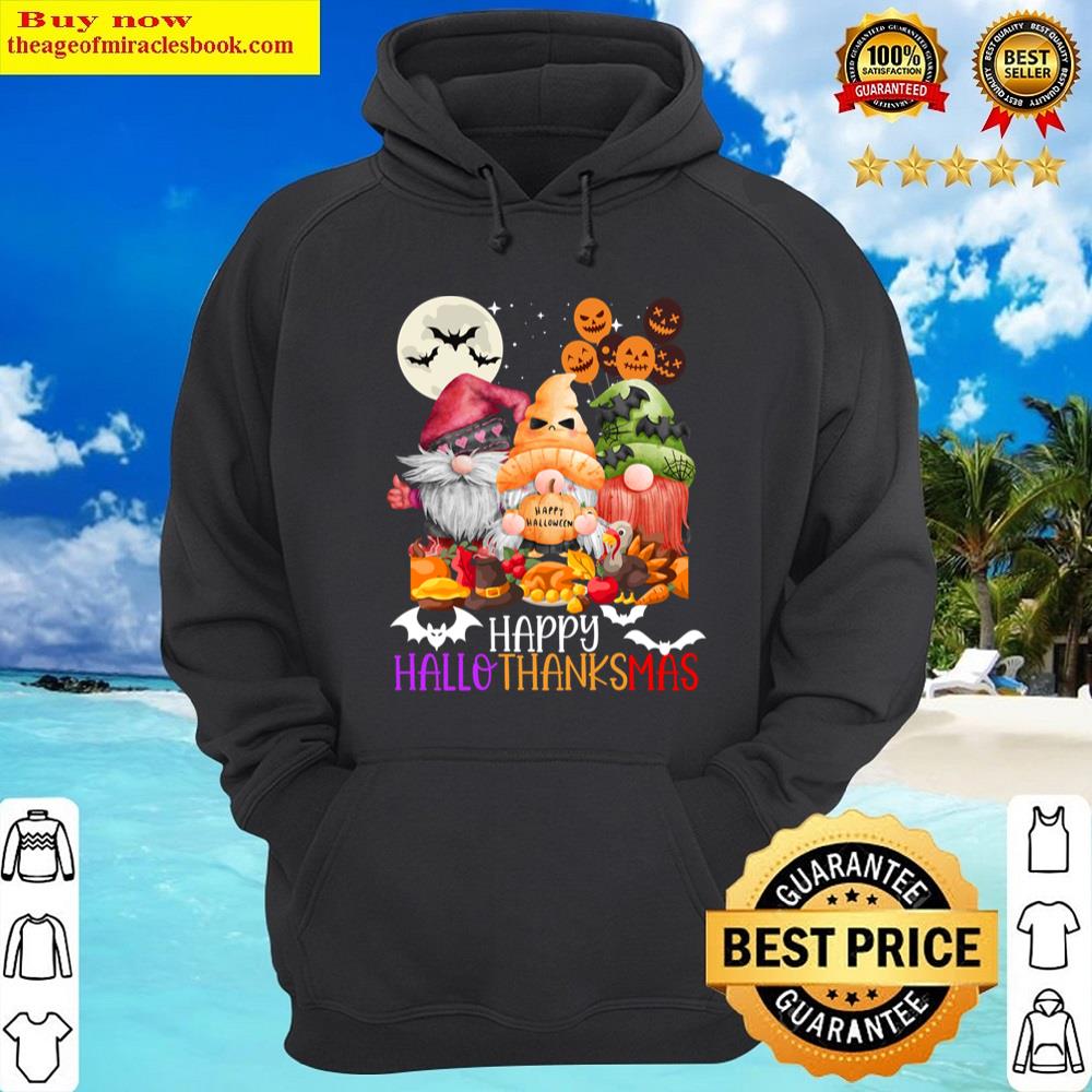Alternative view of Happy Hallothanksmas Gnomes Funny Halloween Thanksgiving Christmas Gnomes Essential Shirt