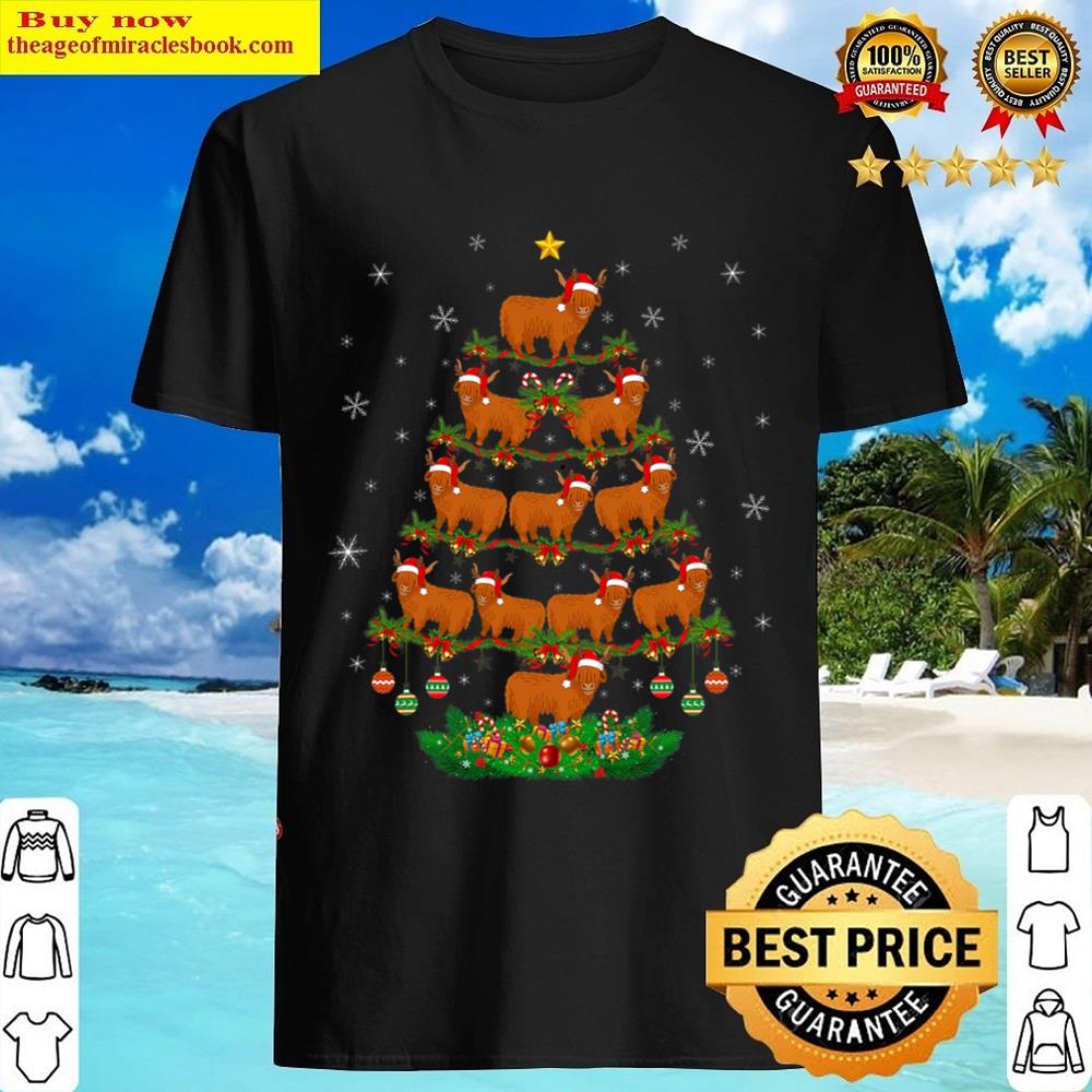 Highland Cow Christmas Tree Cow Lover Xmas Tree Highland Cow Shirt