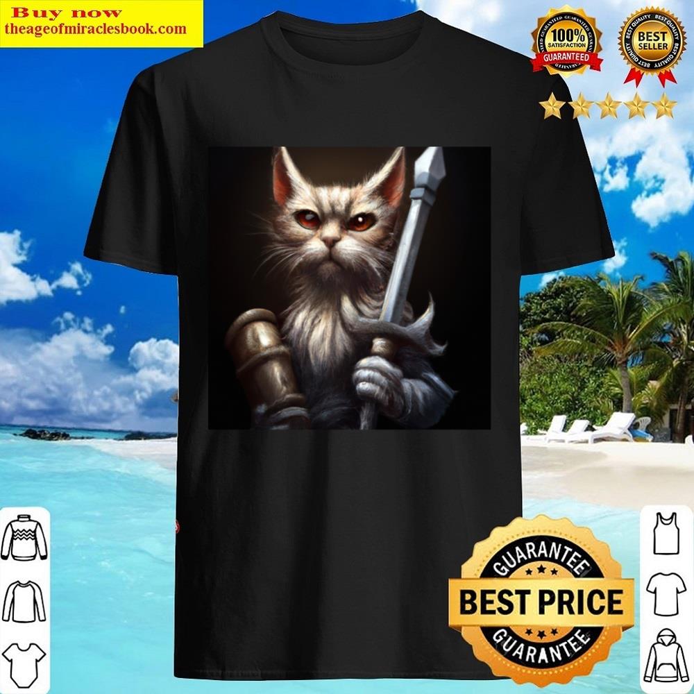 Leary The Cat Stern With His Sword Fantasy Shirt