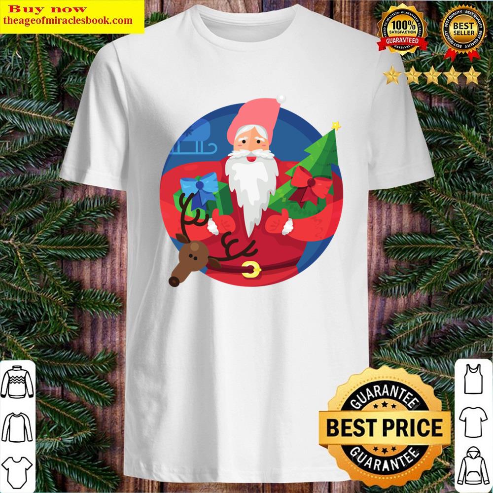 Retro Vintage Pink Santa Claus Funny Pink Christmas Shirt