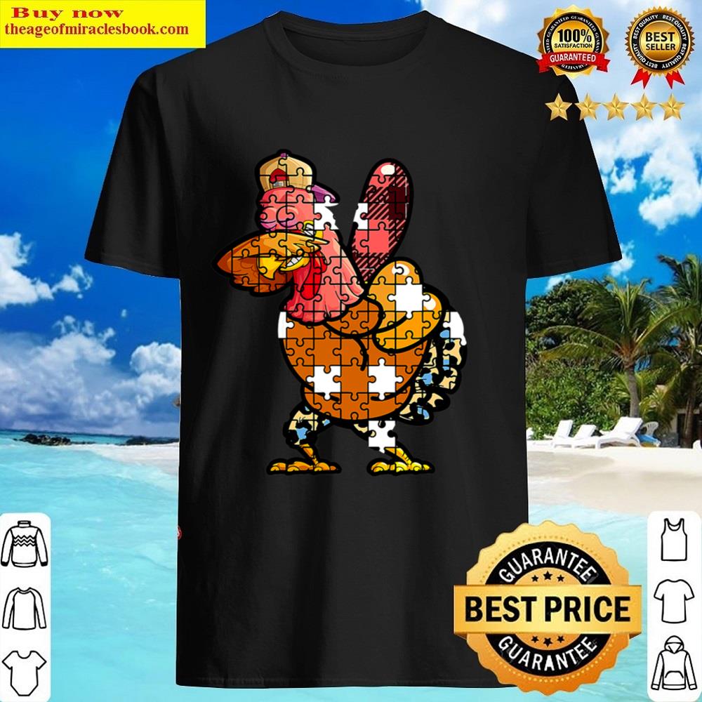 Turkey Peace Hand Sign Puzzle Autism Thanksgiving Thankful 1 T Shirt Shirt