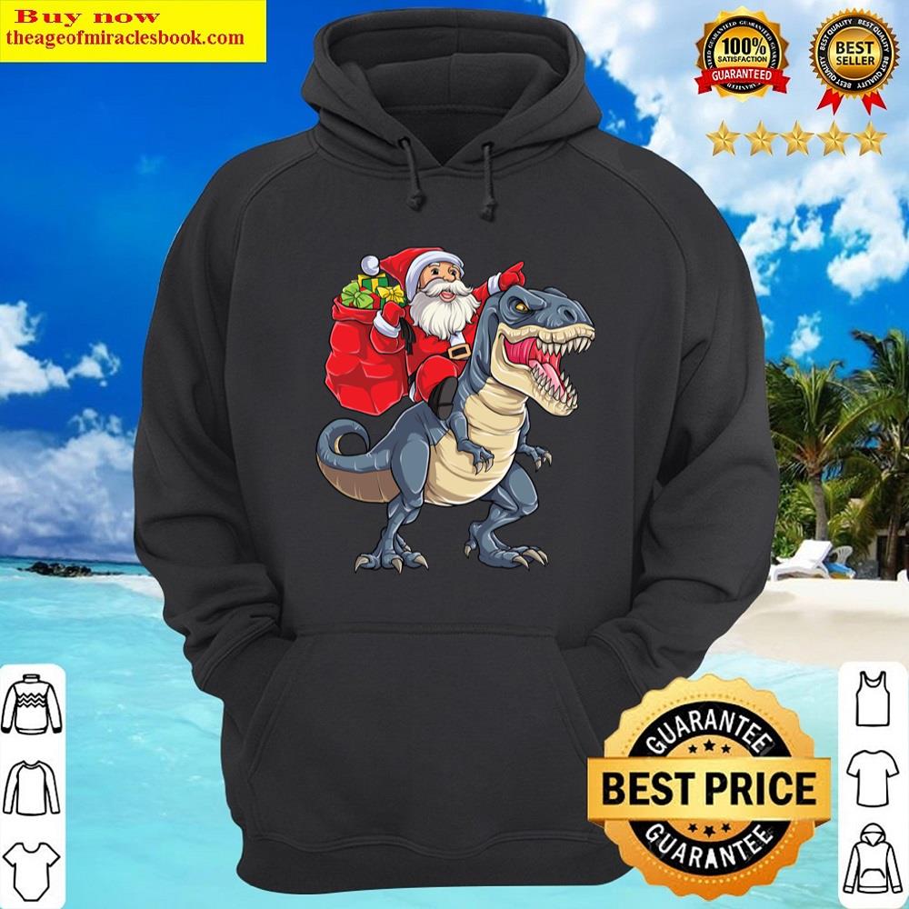 Alternative view of Santa Riding Dinosaur T Rex T Christmas Gifts Xmas Kids Boys Girls Man Essential Tshir Shirt