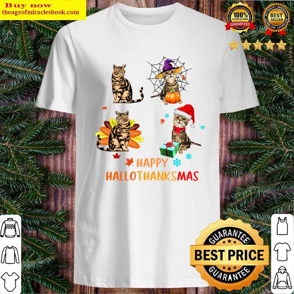 Cat’s Happy Hallothanksmas Funny Shirt