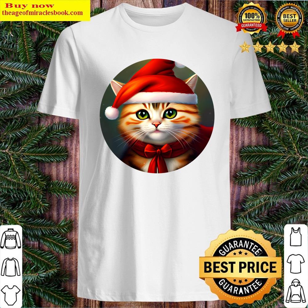 Christmas Cat Closeup Lightweight Shirt