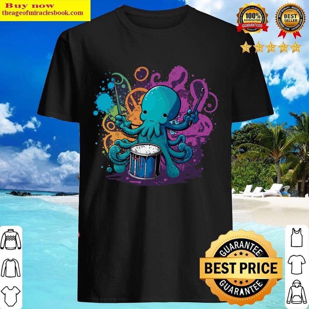 Octopus Playing Drums Drum Player Drummer Drumming Boys Kids Shirt