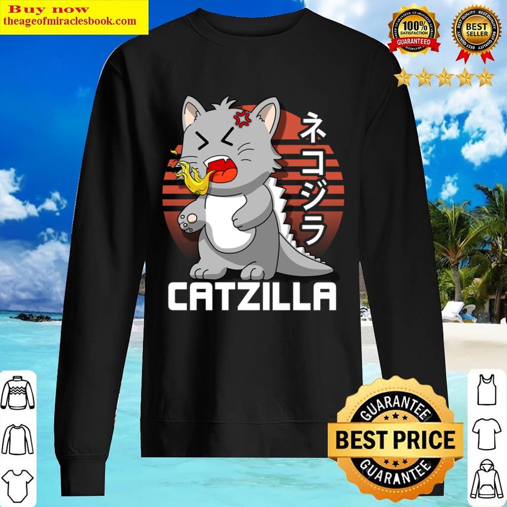 Vintage Catzilla Sunset Anime Cat Lover Shirt