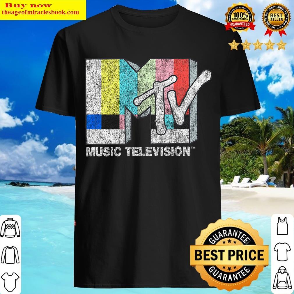 Mtv Fit Black Vintage Tv Signal Logo 100 Cotton Adult Short Sleeve T-shirt