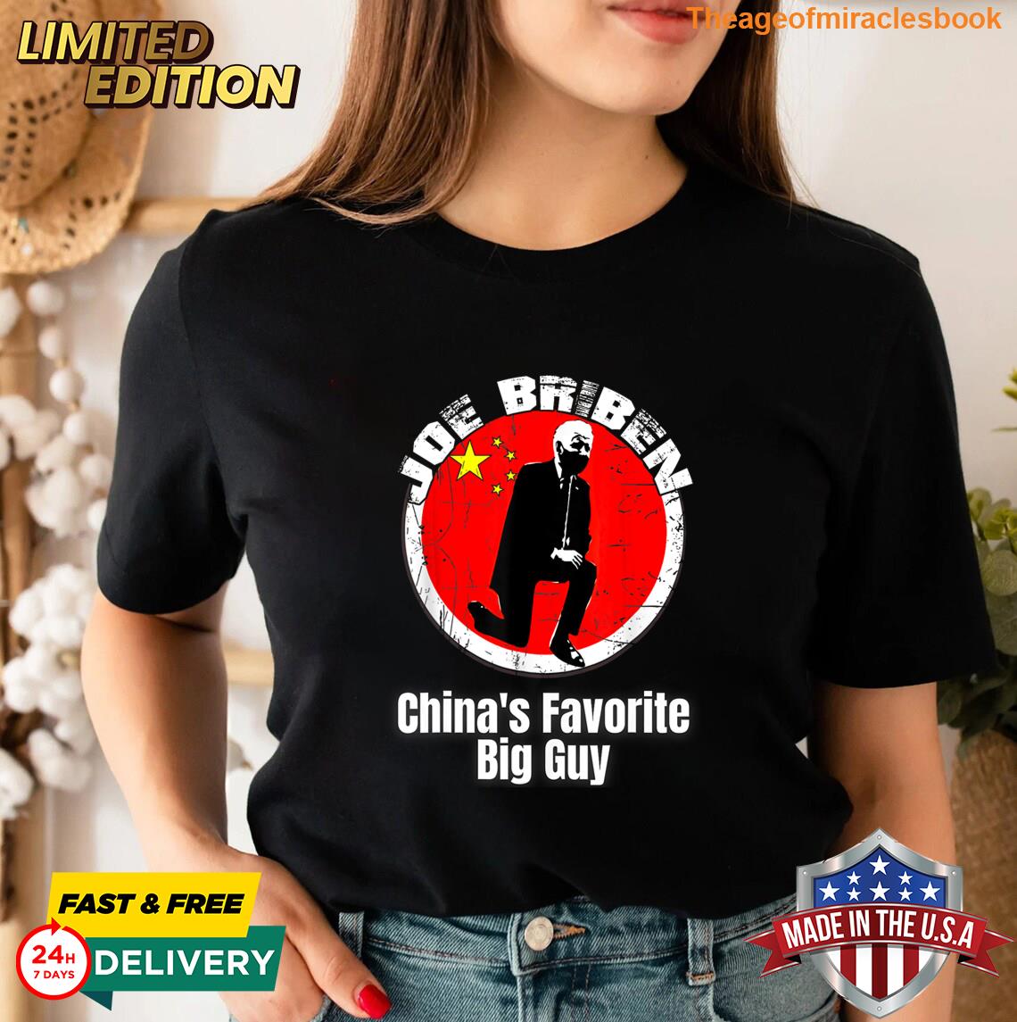 Joe Briben Funny Quote China's Favorite Big Guy China's Flag Tshirt