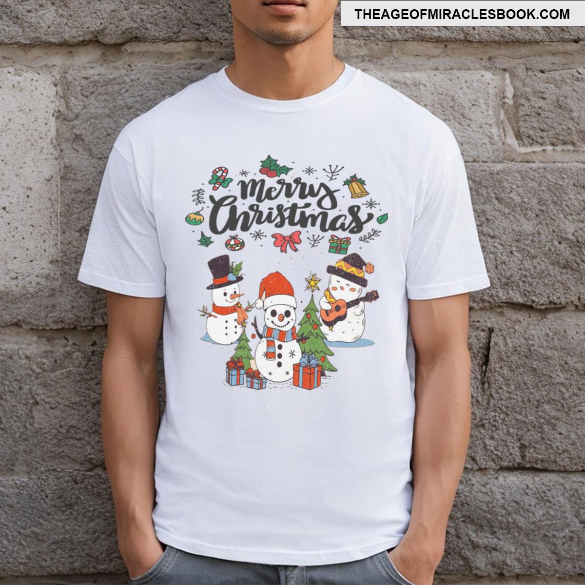 Tree Snowman Wishing Merry Christmas T-shirt