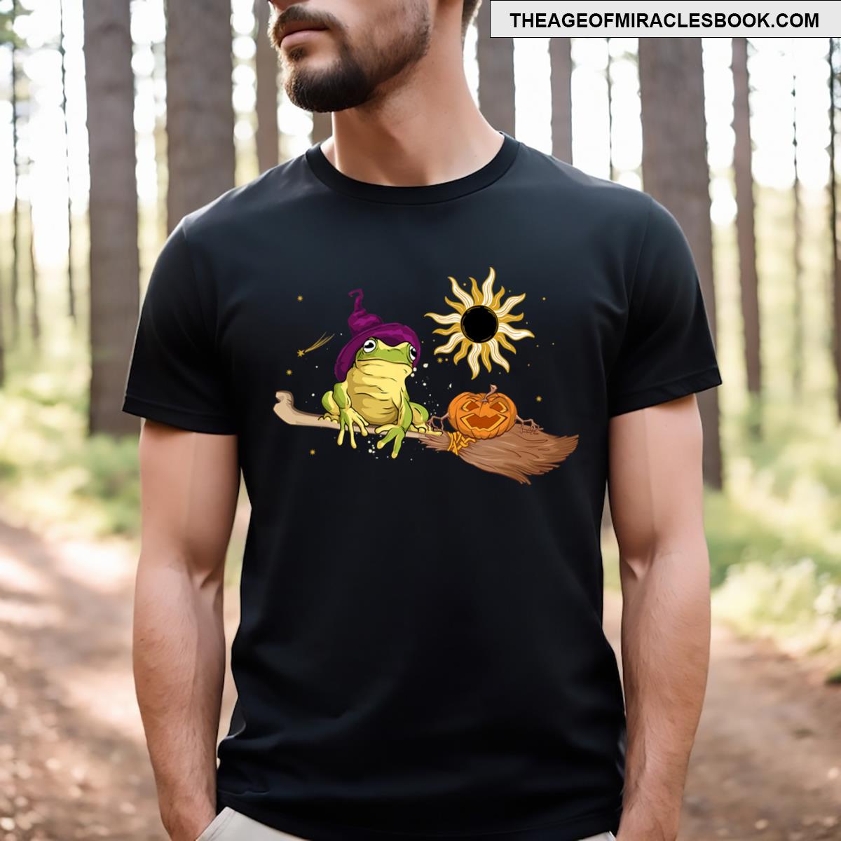 Retro Groovy Halloween Boo Frog Witch Pumpkin Cottagecore T-shirt