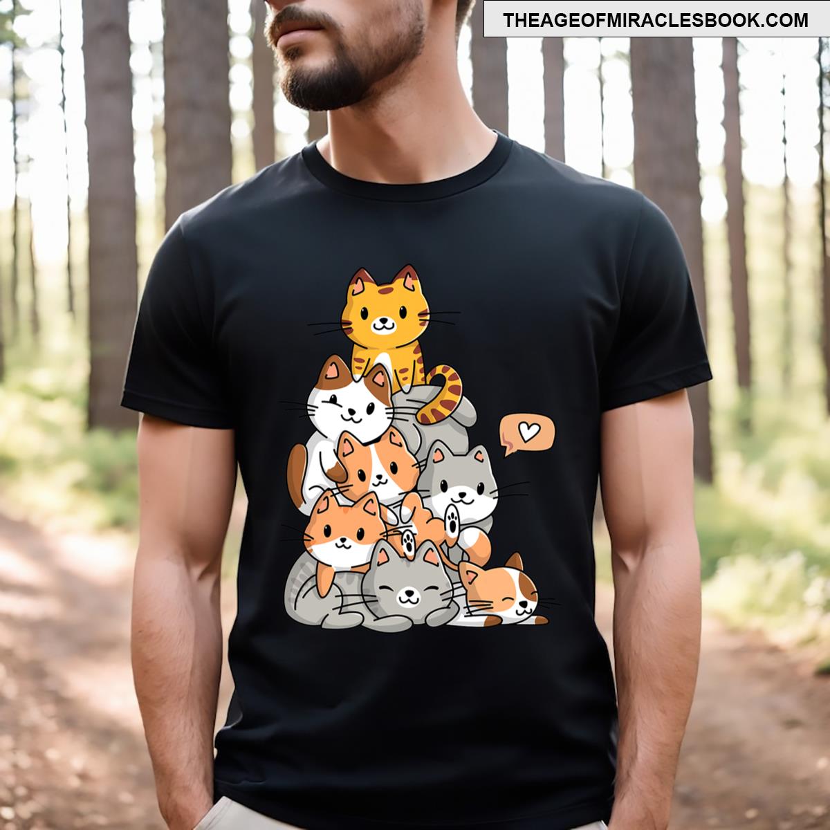 Cute Kawaii Cat Kitty Meowtain Cats Pile Chibi Girls T-shirt