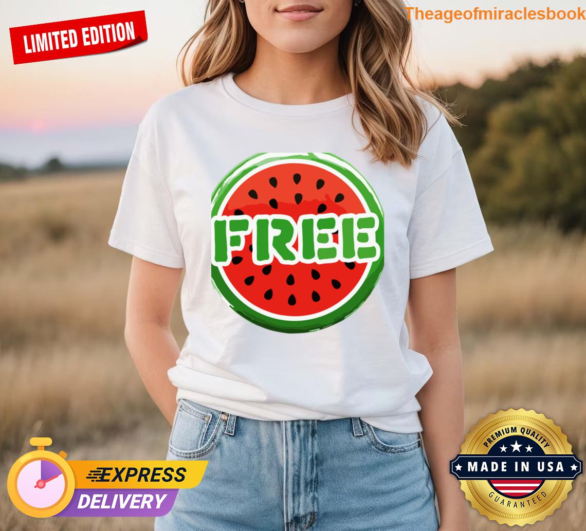 Free Palestine English Text Watermelon T-Shirt main image 1