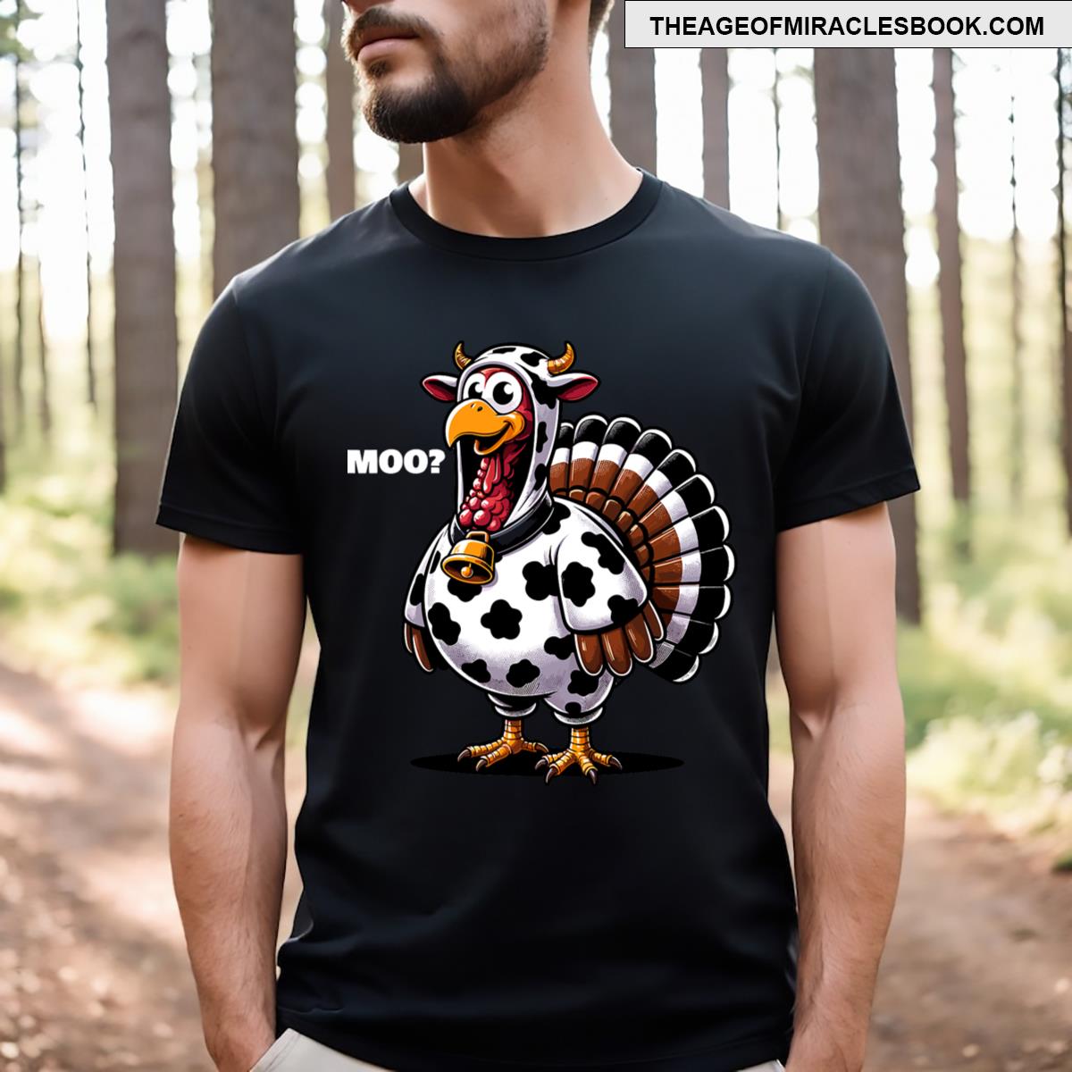 Turkey Moo Funny Thanksgiving T-shirt