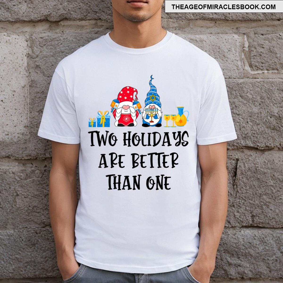 Two Holidays Are Better Than One Christmas Hanukkah Jewish T-shirt