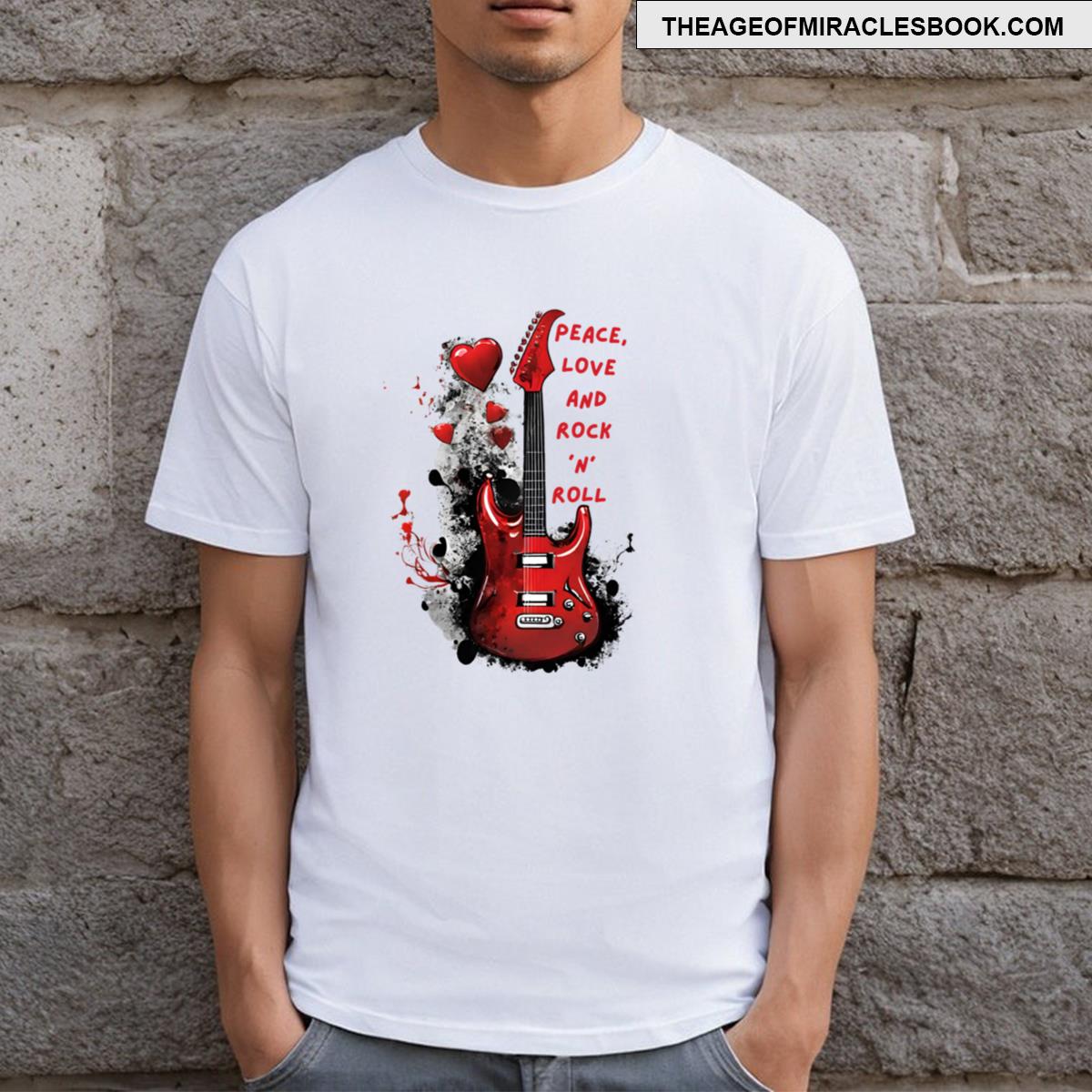 Music Lover Art Rock And Roll Red Guitar Ilustration T-shirt