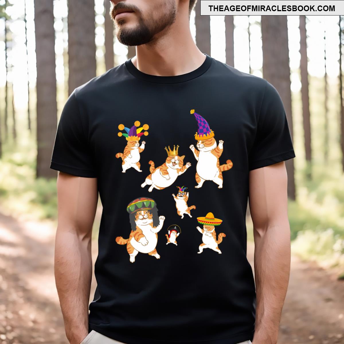 Funny Kitten Wild Cat Crazy Feline Party Hats T-shirt