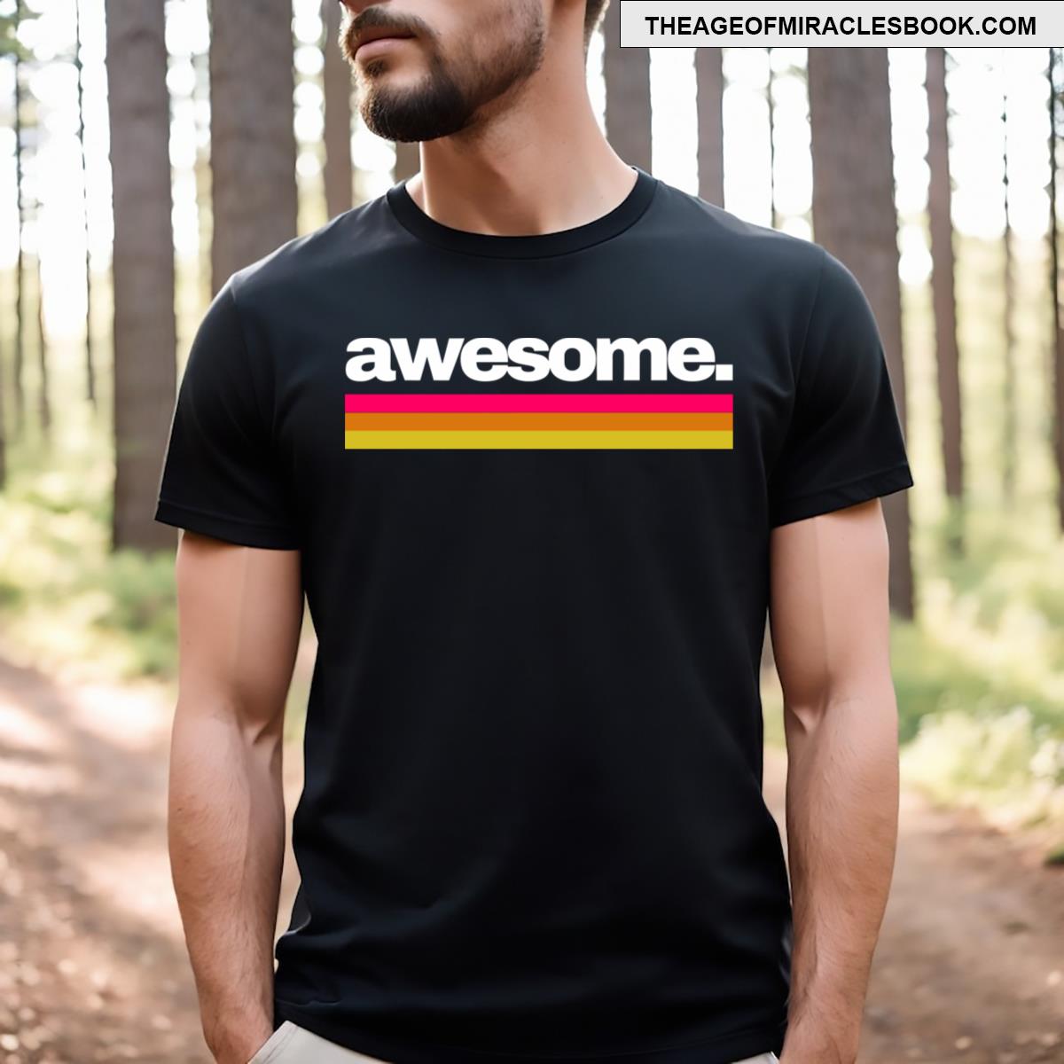 The Word Awesome On Colorful Stripes T-shirt