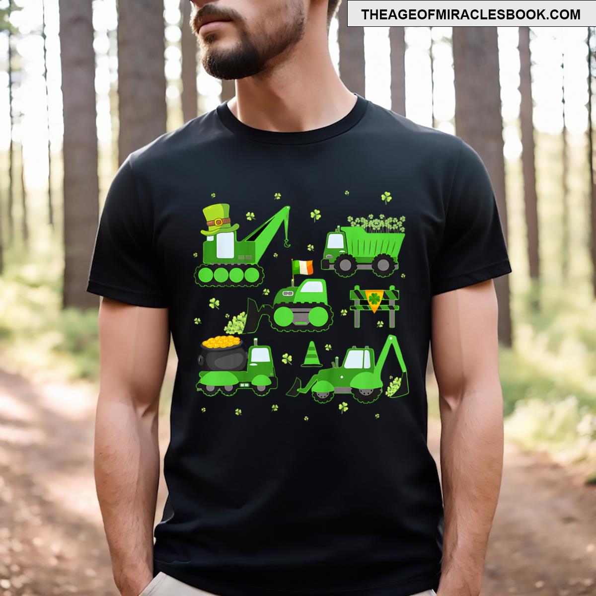 Kids Funny St Patricks Day Crane Truck Construction Boys Toddler T-shirt
