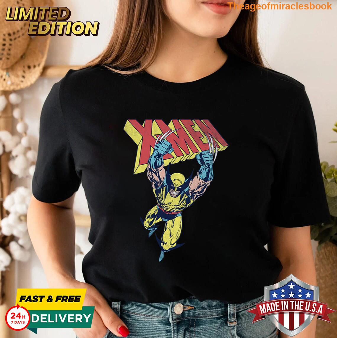 Marvel Xmen Wolverine Jumping With Claws Out Vintage Tshirt