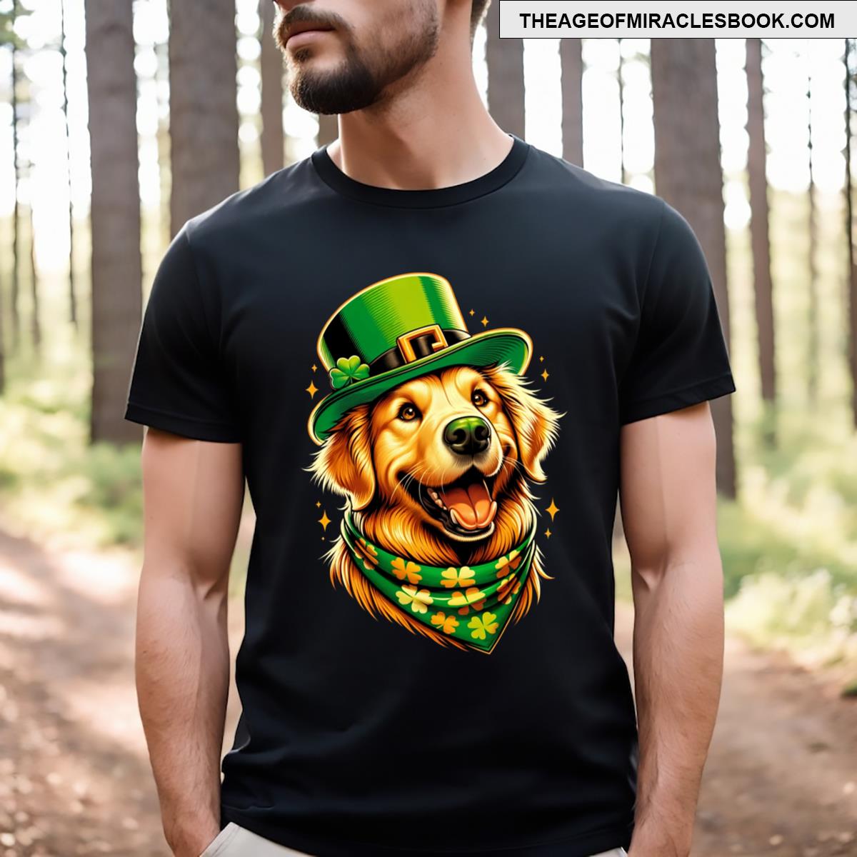 Joyful Golden Retriever Saint Patrick’s Day Funny Irish Hat T-shirt