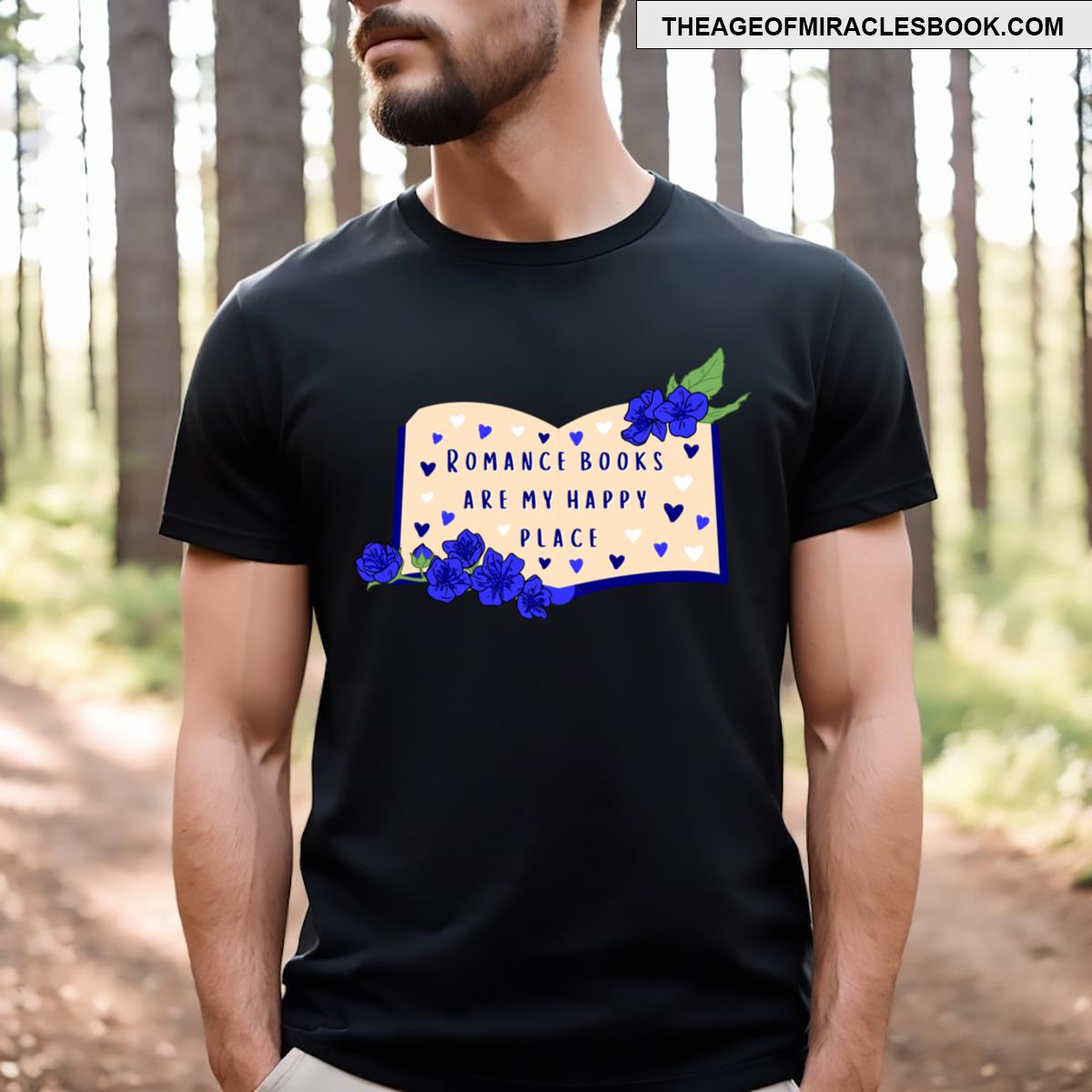 Romance Books Are My Happy Place Book Aesthetic Fantasy Books For Romance Reader Blue T Sh T-shirt