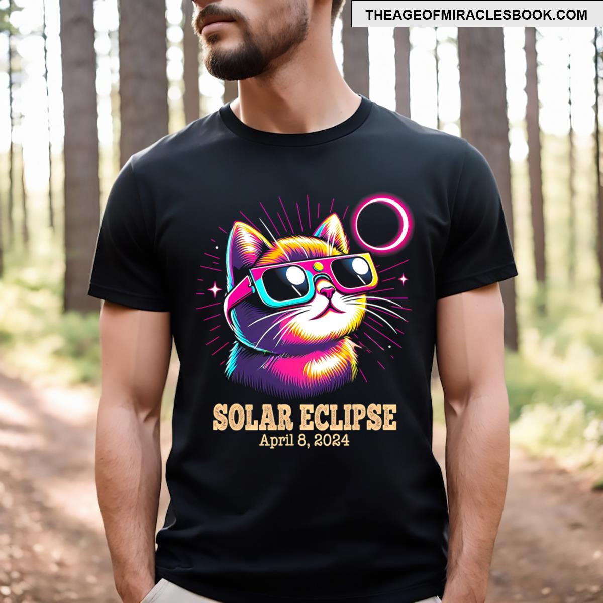 Cute Cat Total Solar Eclipse April 8 2024 Tee Gift T-shirt