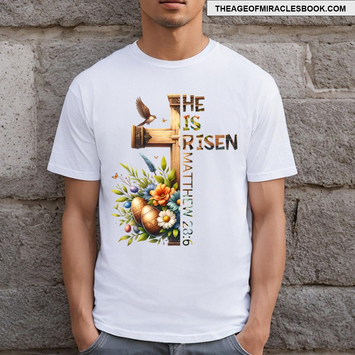 Easter Christian He Is Risen Sun Resurrection Men Kids T-shirt