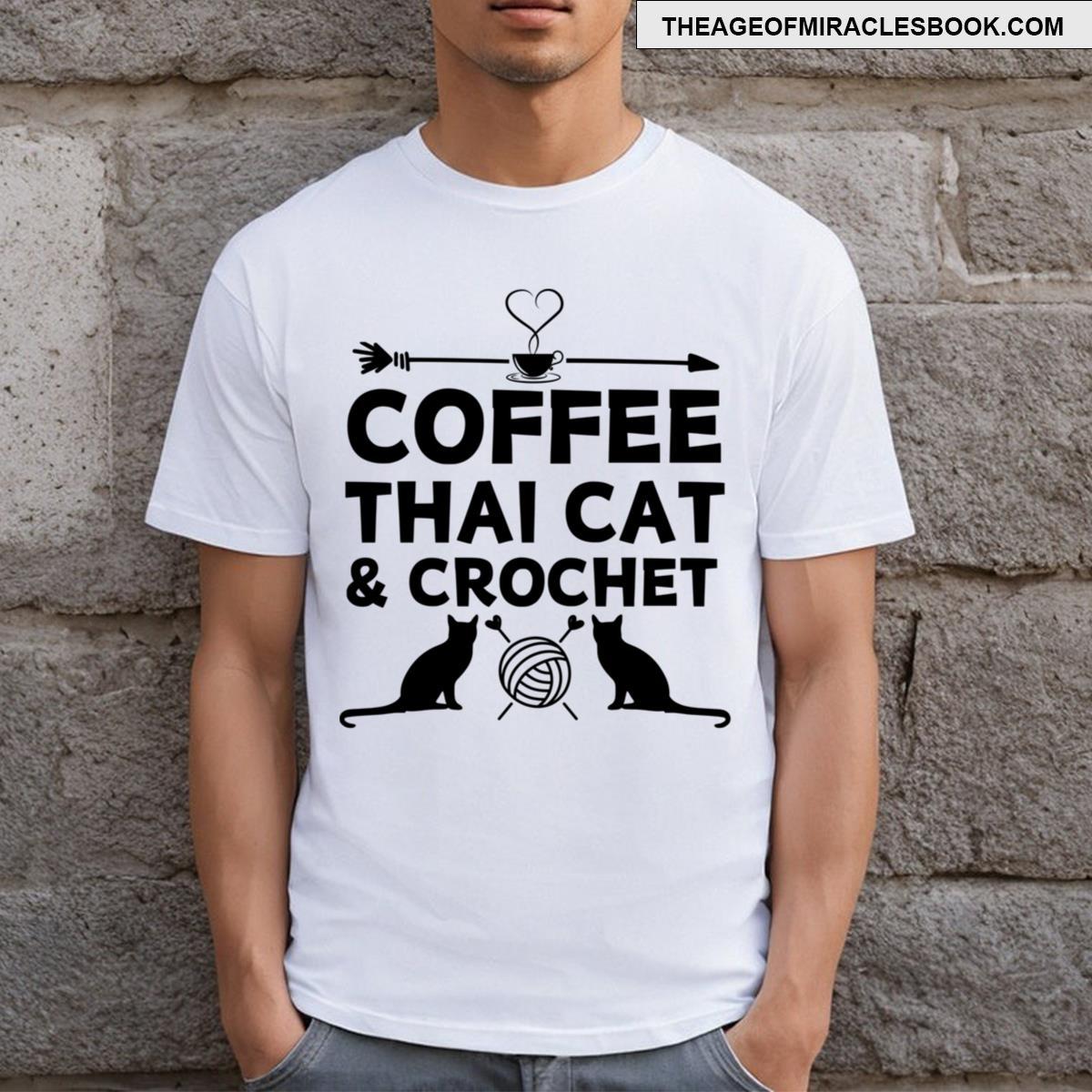 Funny Coffee Thai Cat Crochet Design For Cat Yarn Knitting T-shirt