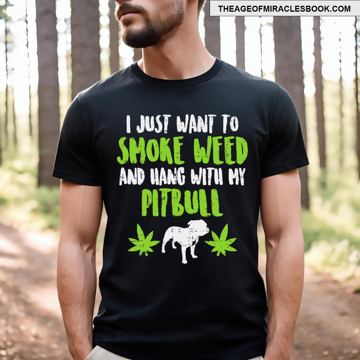 Smoke Weed Hang With Pitbull Cannabis Dog Lover Stoner T-shirt