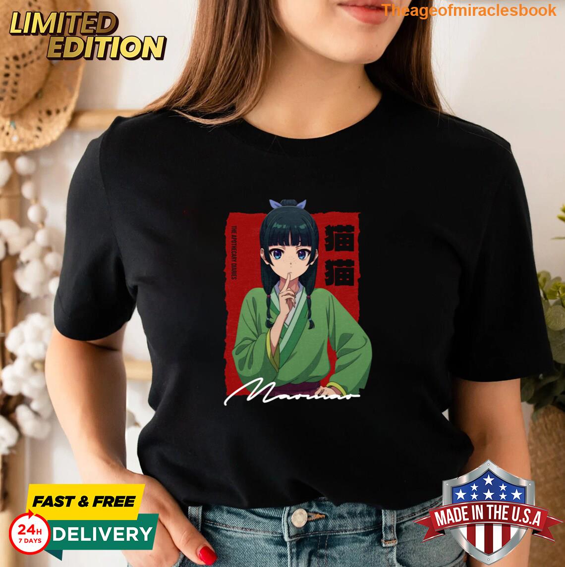 T-shirt Anime Maomao The Apothecary Diaries - Noir, Coupe Régulière - Toutes Tailles