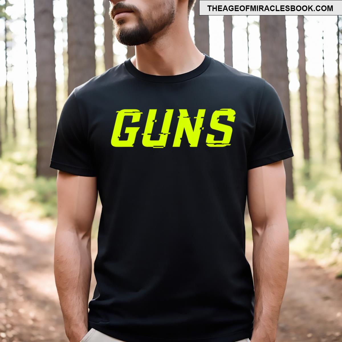 Guns Glitch Logo Text T-shirt