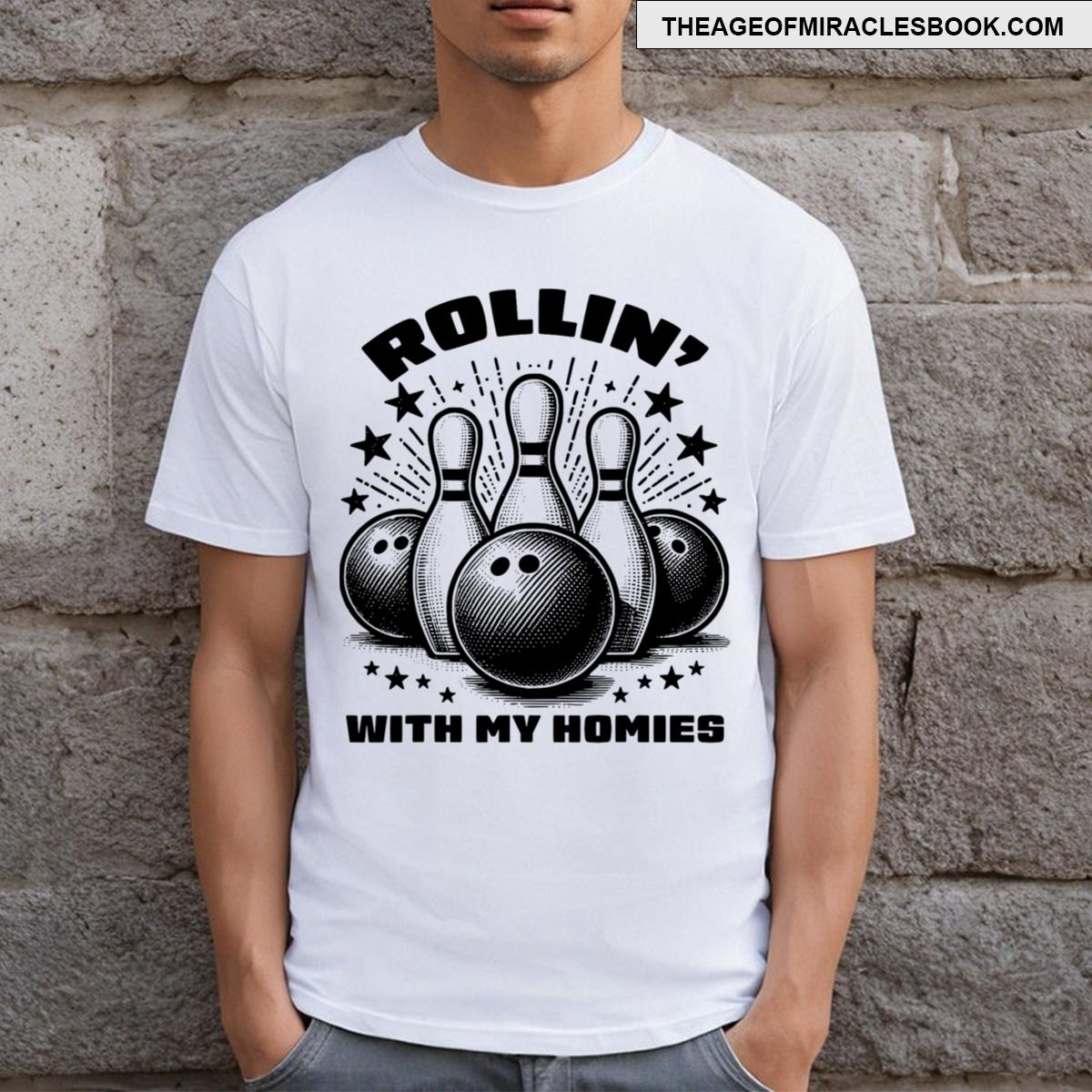 Rolling With My Homies Funny Bowling Art For Kids Men T-shirt