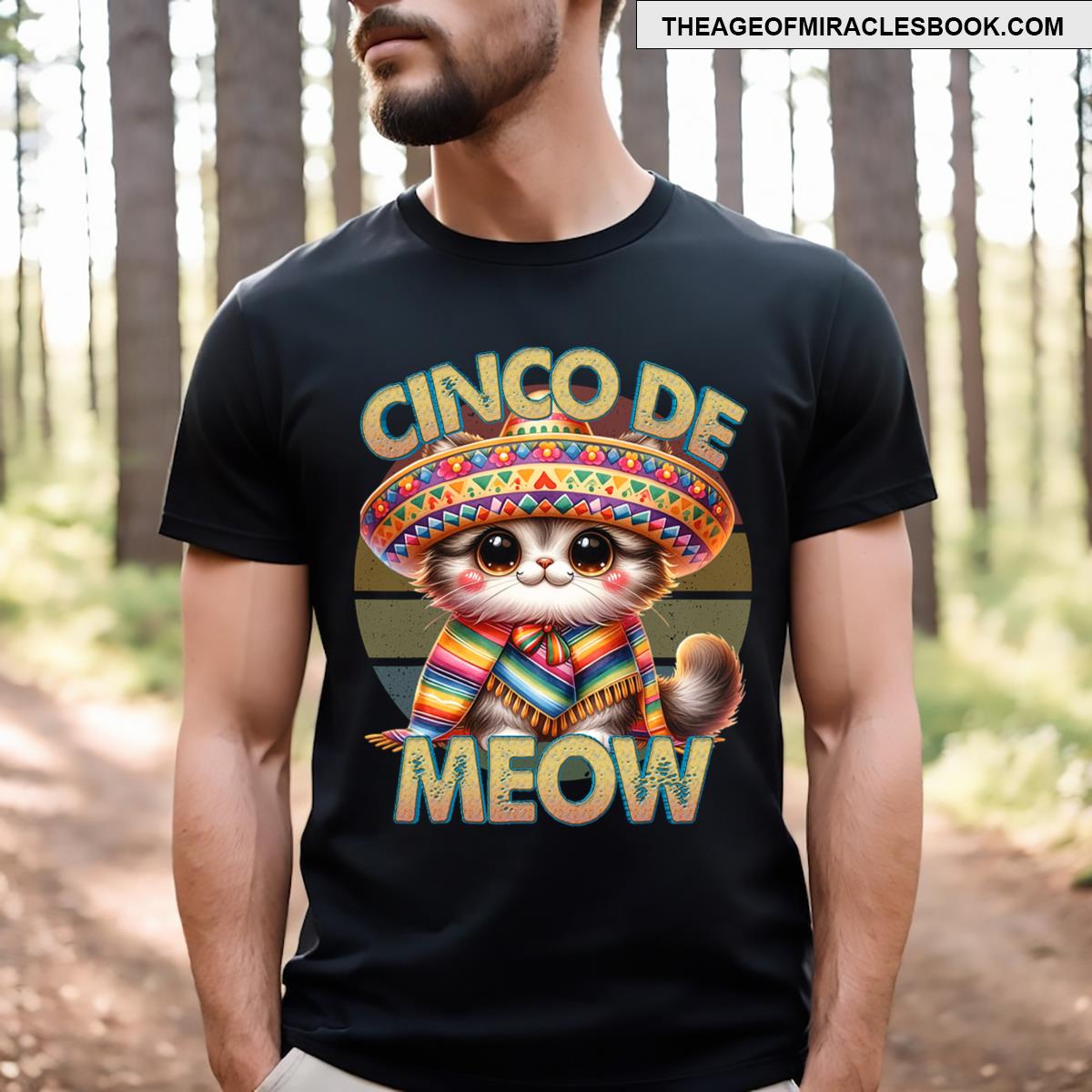 Cinco De Meow Fiesta Cat Cinco De Mayo Sombrero Poncho T-shirt