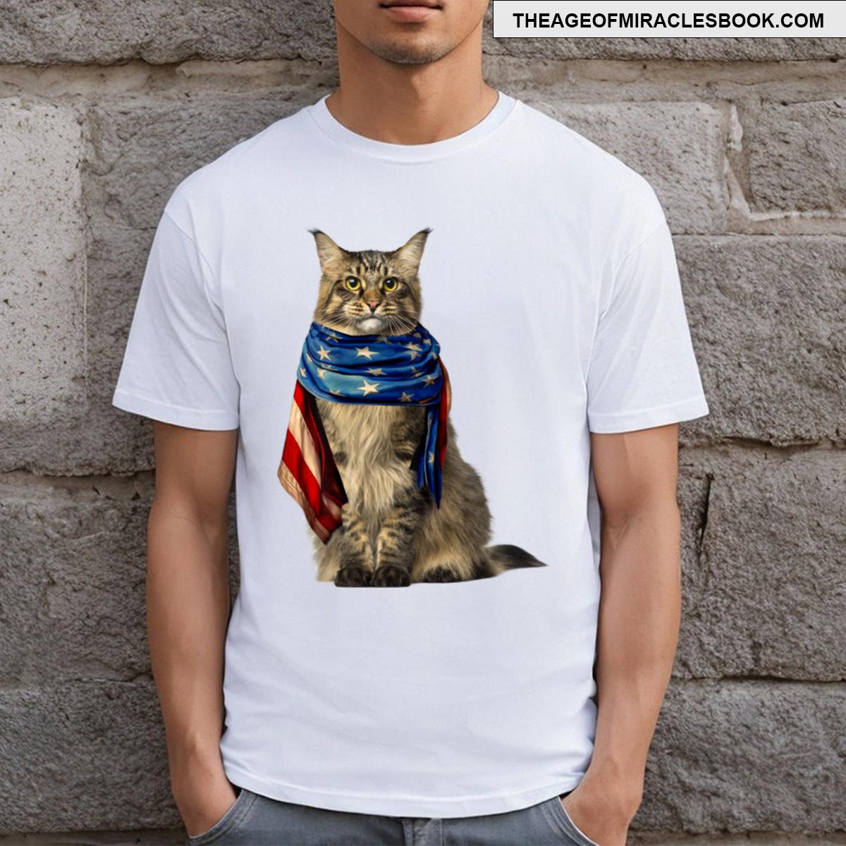 Patriotic Cat 4th Of July Men Usa American Flag T-shirt