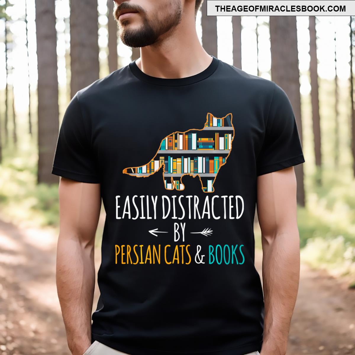 Persian Cat Easily Distracted Persian Cats Books Bookworm T-shirt