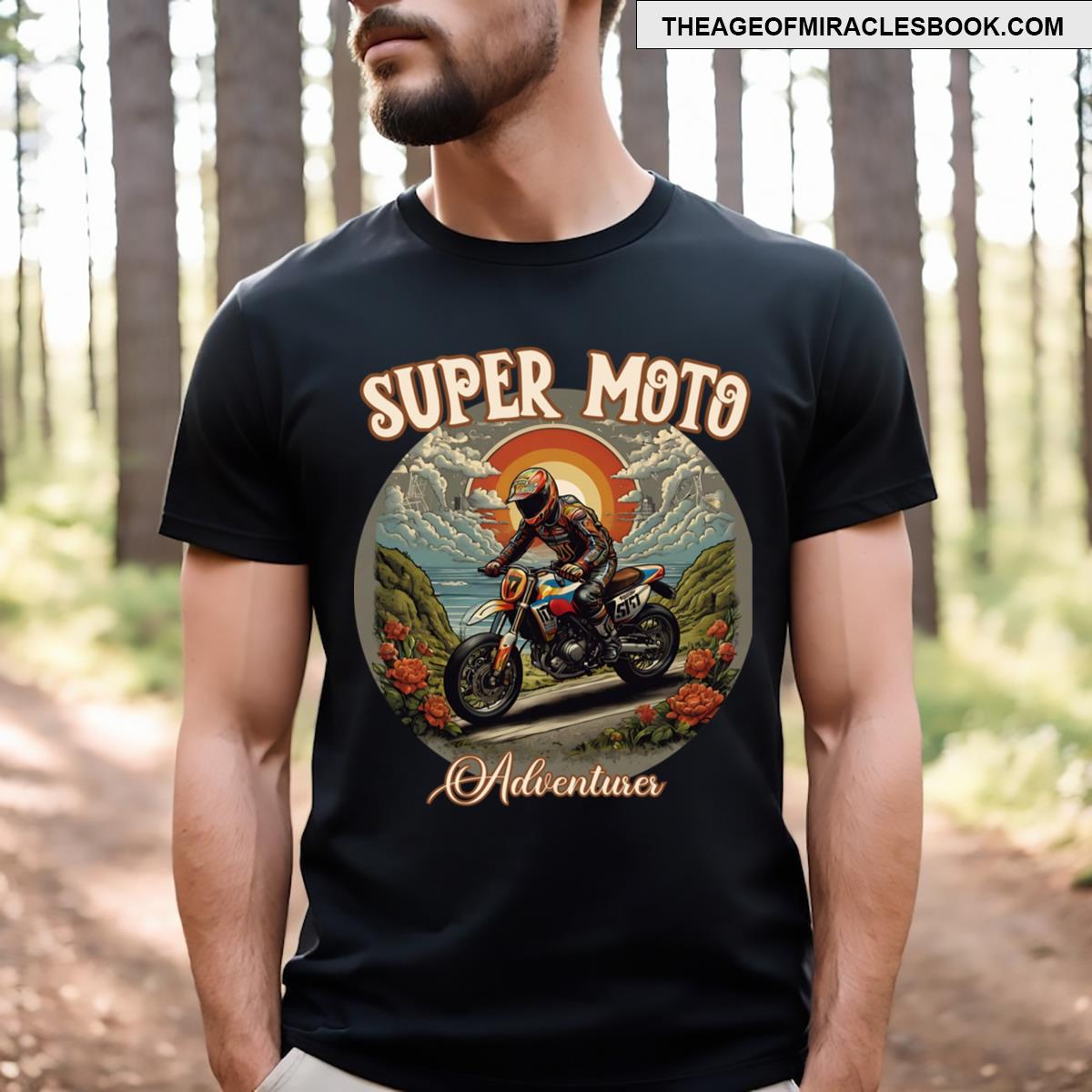 Super Moto Adventurer Dual Sport Riding To The Unknown Design T-shirt