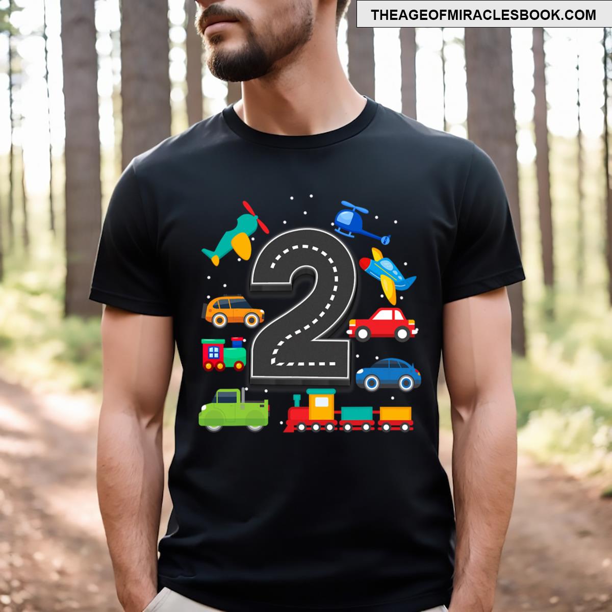 2 Year Old Transportation Birthday Boy 2nd Toddler Truck Car T-shirt