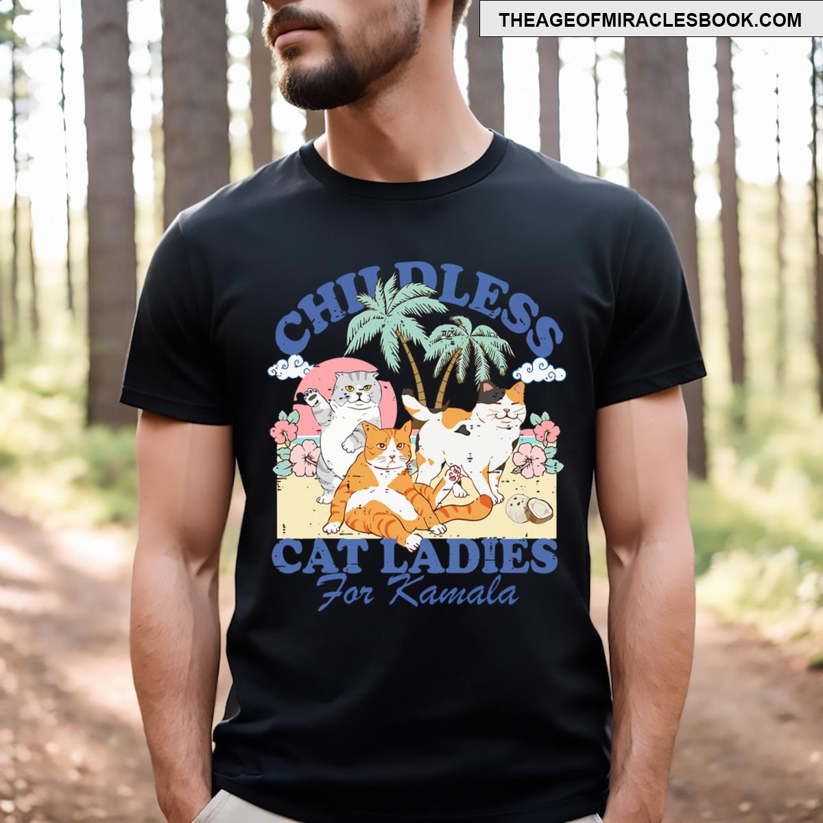 Childless Cat Lady For Kamala Harris 2024 Election Funny Cat T-shirt