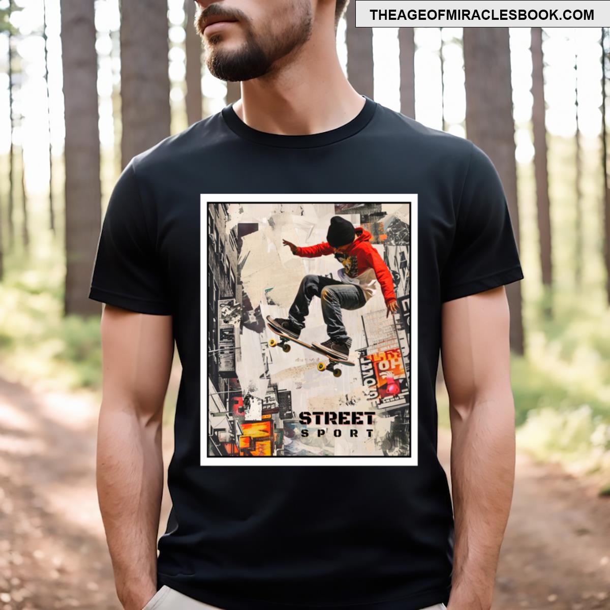 Street Sport Skateboarding Bright Orange Elements Old School Graphics T-shirt