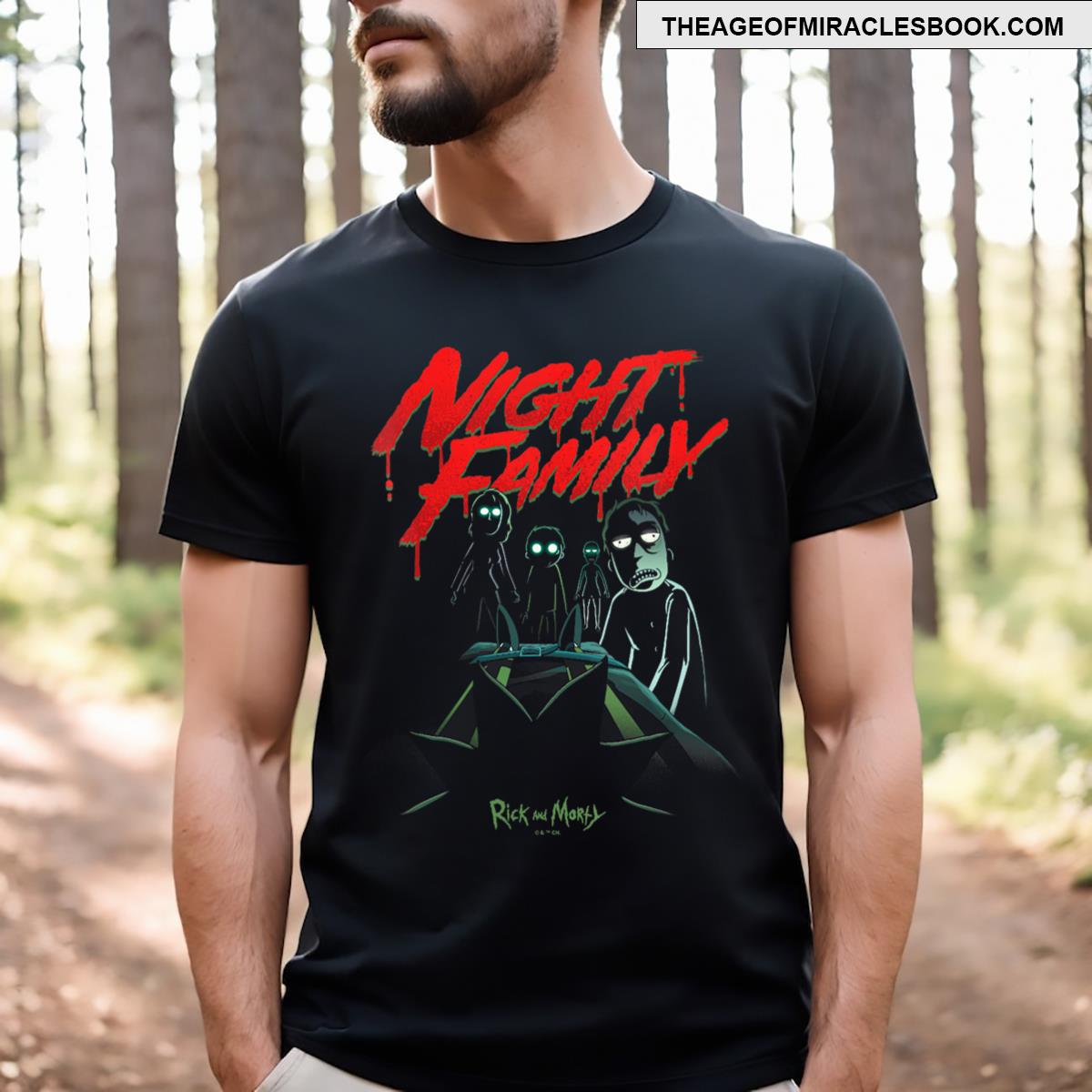 Womens Rick And Morty Night Family Retro Horror Movie Style Poster V Neck T-shirt