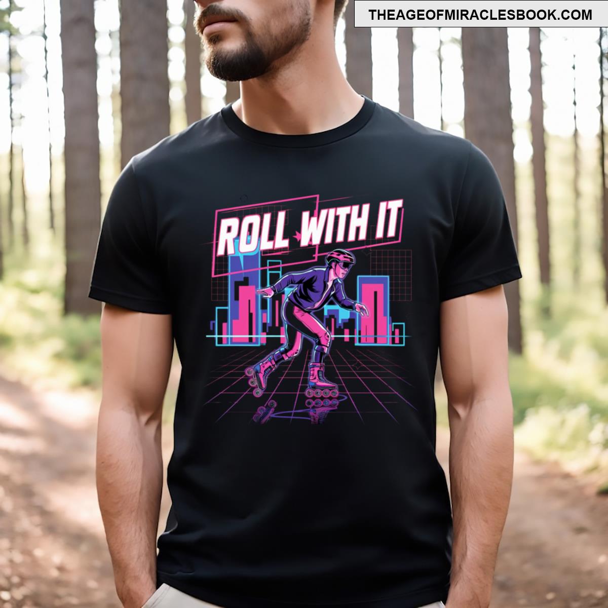 Roll With It Retro Rollerblading Tee T-shirt