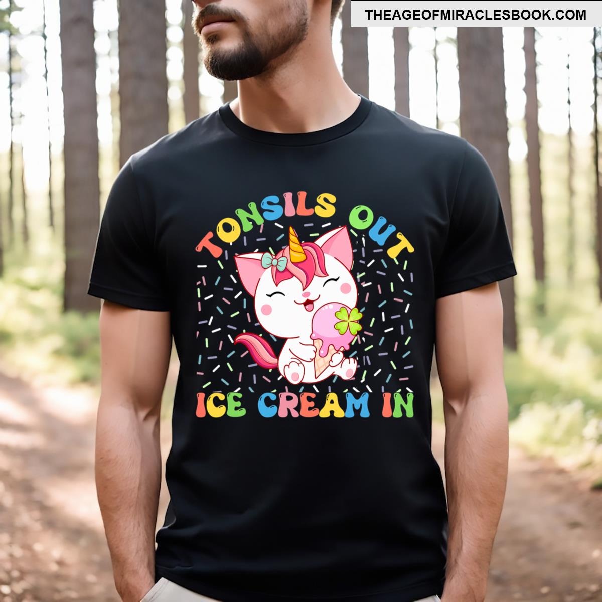 Cute Cat Tonsil Out Ice Cream In Tonsil Surgery Recovery T-shirt