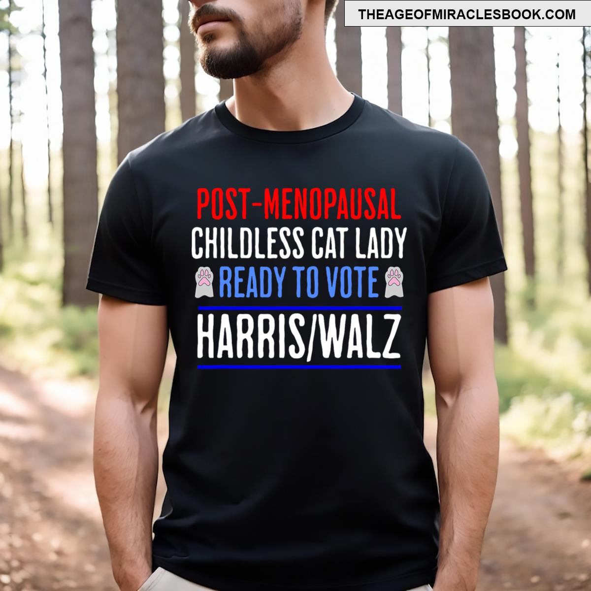 Post Menopausal Childless Cat Lady Ready To Vote Kamala T-shirt