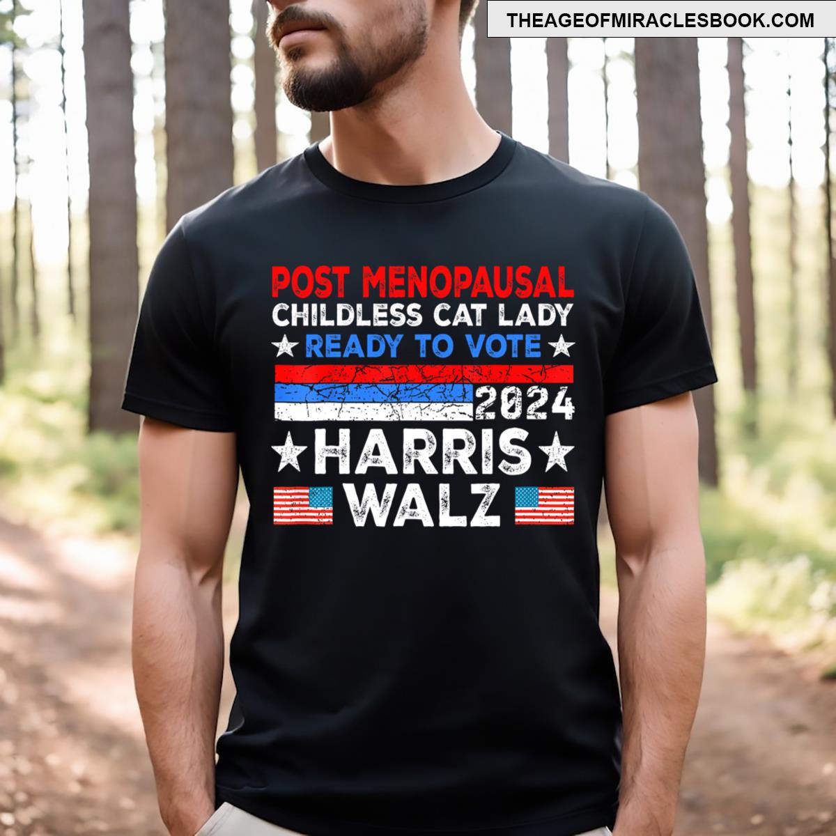 Post Menopausal Childless Cat Lady Ready To Vote Kamala T-shirt